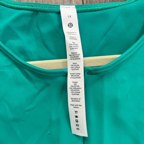 Size 14 Teal Lululemon Everlux Short-Lined Tennis Tank Dress 6” - Picture 4 of 7